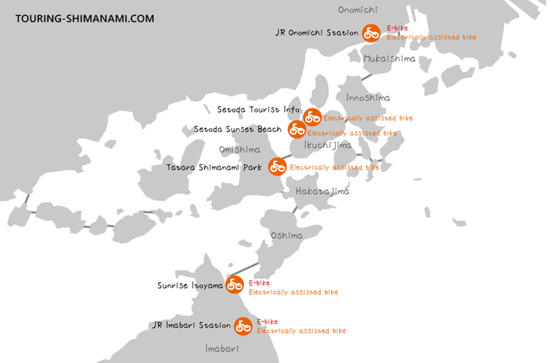 Illustration showing terminals where E-bikes and electric city cycles are available
