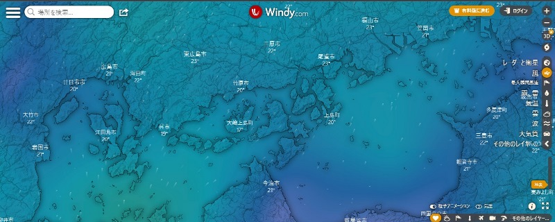 【スクリーンショット】しまなみ海道の所要時間：風向きは所要時間に大きく影響する