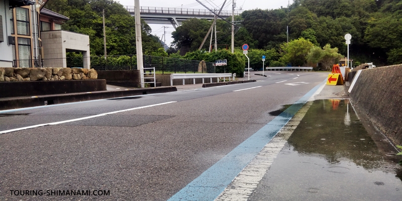 【写真】雨天時のサイクリング：できるだけ水たまりは避けて