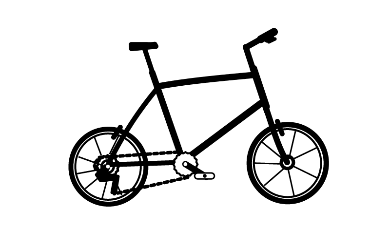 【イラスト】折りたたみ自転車・ミニベロ：典型的なミニベロのイラストレーション