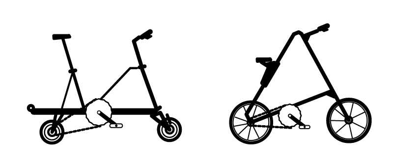 【イラスト】折りたたみ自転車・ミニベロ：キャリーミーやストライダなどのデザインミニベロ