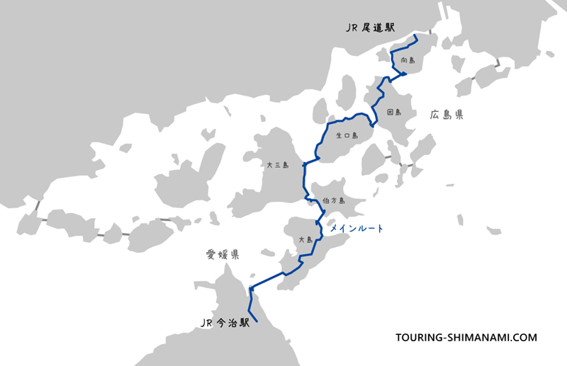 【イラスト】しまなみ海道のコンビニエンスストア：しまなみ海道サイクリングのメインルート