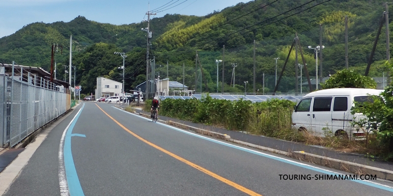 【写真】しまなみ海道の交通手段：サイクリング推奨ルートを示すブルーライン