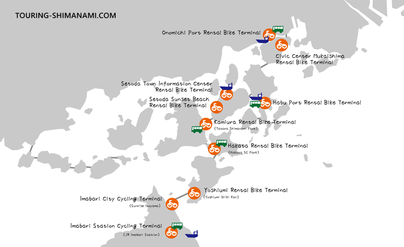 Map: Public Rental Bike Terminals on the Shimanami Kaido