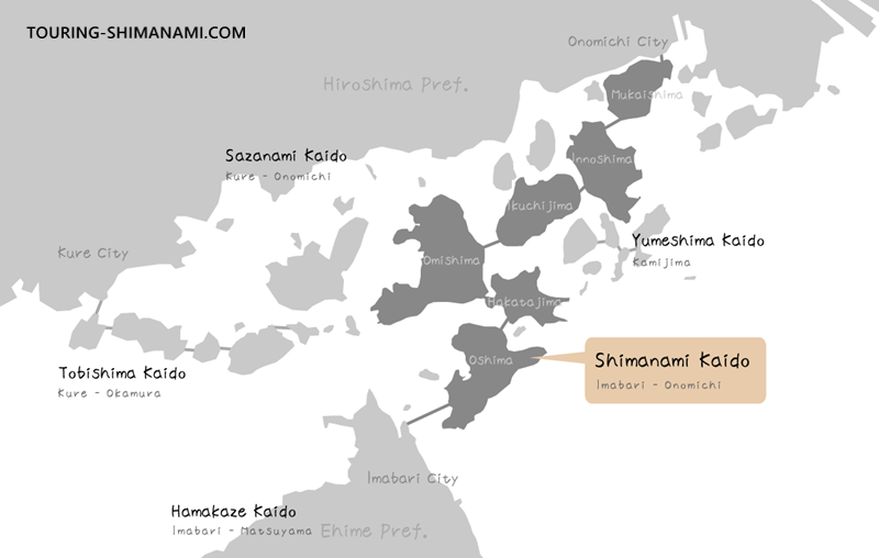 Map showing the location of the Shimanami Kaido cycling route