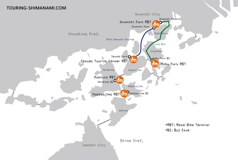 Illustration: Suggested spot to stop cycling and head toward Onomichi