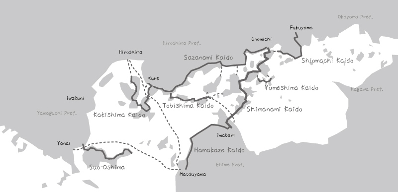 Illustration: Combination of cycling routes around Seto Inland Sea