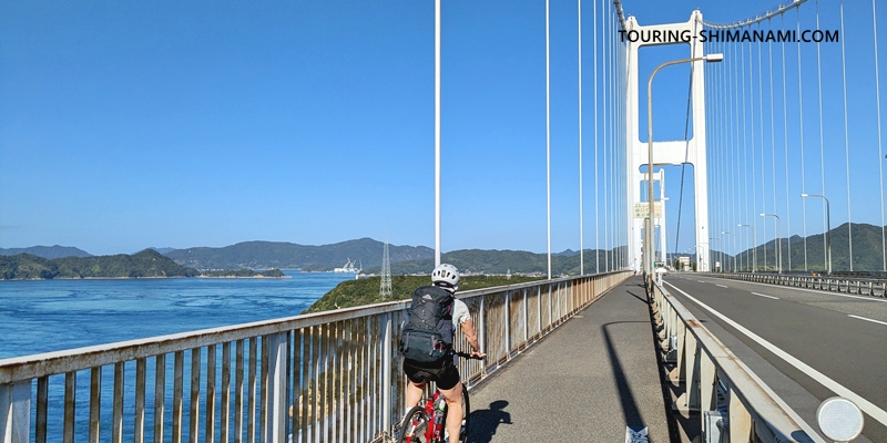 【写真】しまなみ海道レンタサイクル:レンタサイクルで来島海峡大橋のサイクリングロードを渡る
