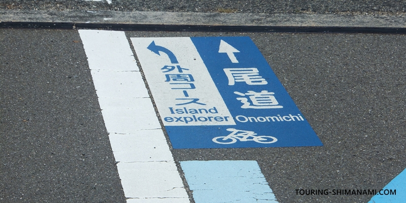 【写真】大三島の外周コース:メインルートと外周コースのブルーライン表示