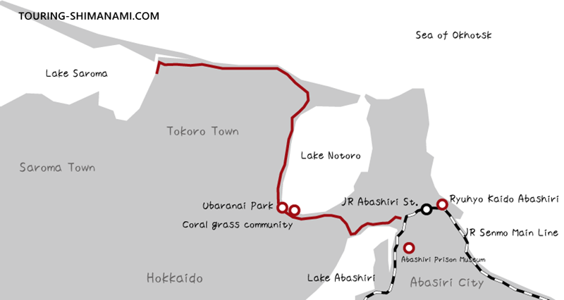[Illustration] Japan's Cycling Routes: Route map image of the Okhotsk Cycling Road