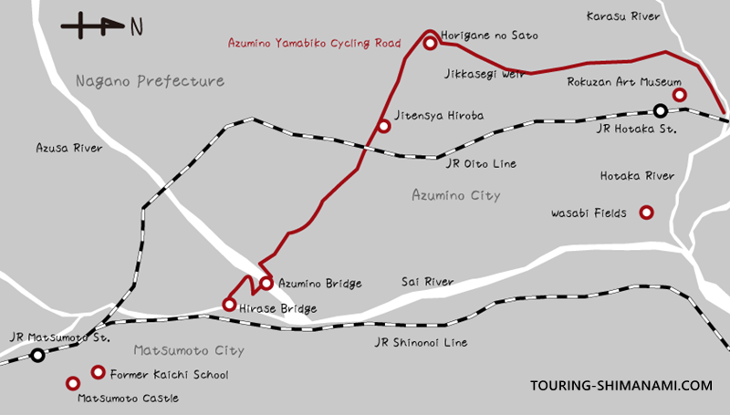 [Illustration] Cycling Routes in Japan: Route of the Azumino Yamabiko Bicycle Path