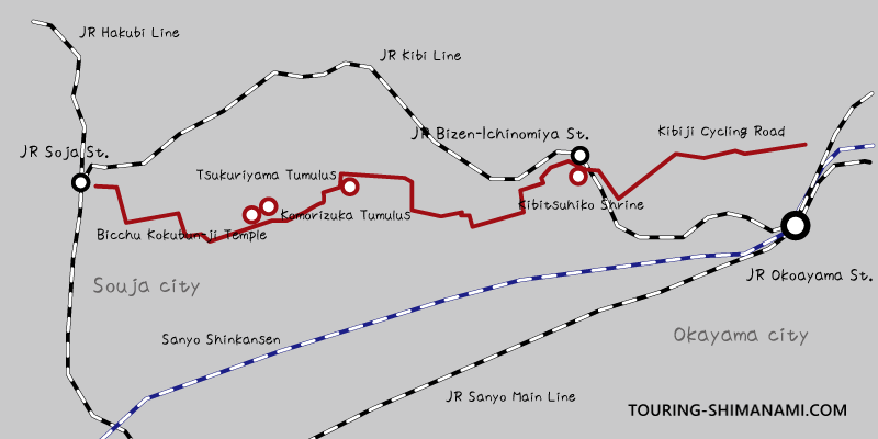 [Illustration] Cycling Routes in Japan: Example of a cycling route on the Kibiji Bicycle Path