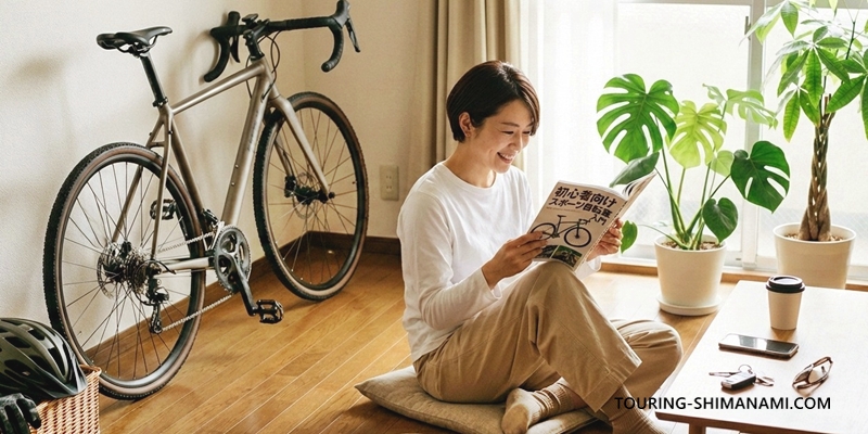 【写真】スポーツ自転車やサイクリング入門書籍:気になる一冊を手に取ってみよう(生成AI画像)