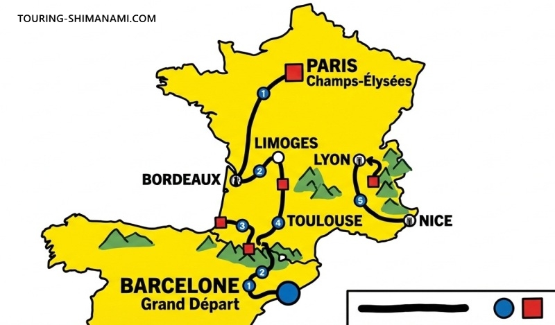 【イラスト】初心者ツールドフランス：毎年ルートやコース設定が変わる