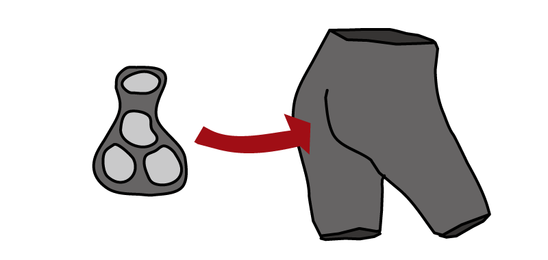 【イラスト】自転車でお尻が痛くなる原因と対策:パット付きのサイクルパンツが有効