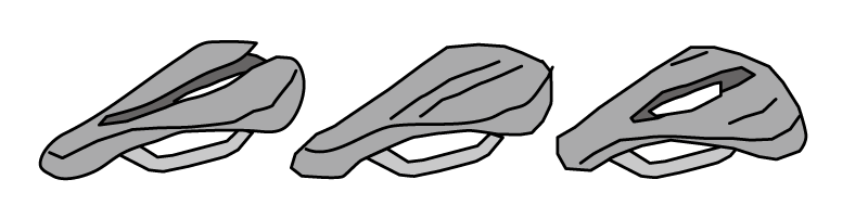 【イラスト】自転車でお尻が痛くなる原因と対策:サドルの形には色々種類がある