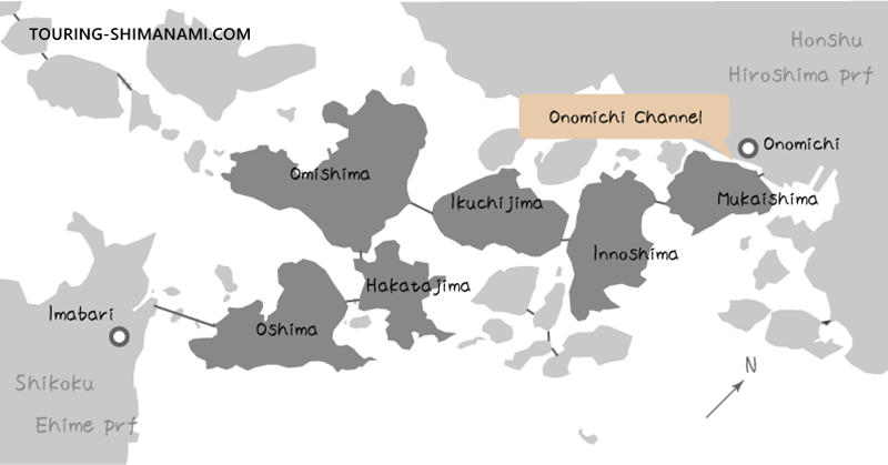 Location of Shimanami Kaido and Onomichi Channel