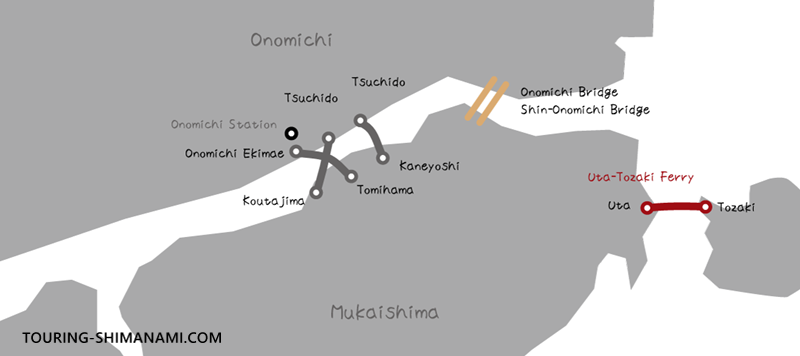 Route map of the Uta–Tozaki Ferry